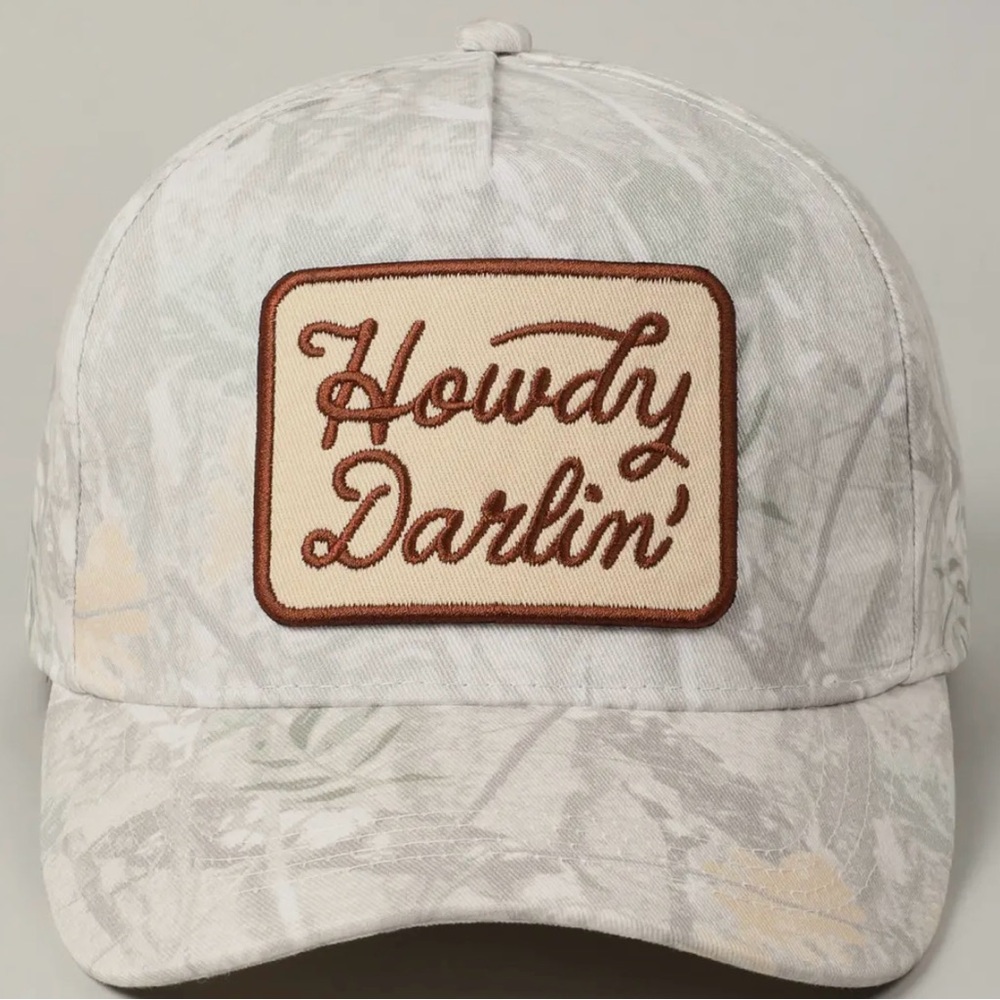 Howdy Darlin' Embroidered Patch Baseball Cap - Cream - Picture 2 of 5